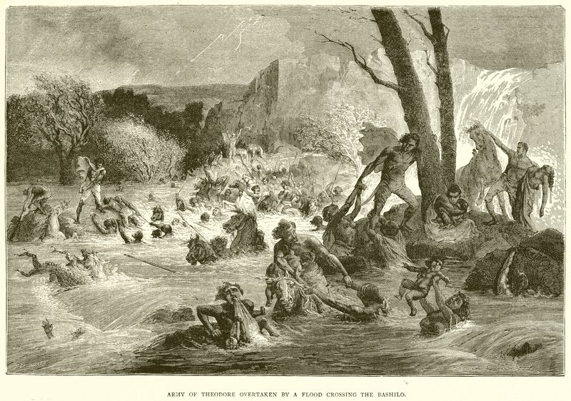 Armee von Theodor von einer Flut beim Überqueren des Bashilo überrascht von English School