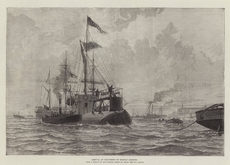Ankunft in Gravesend am Montagmorgen (Gravur) von English School