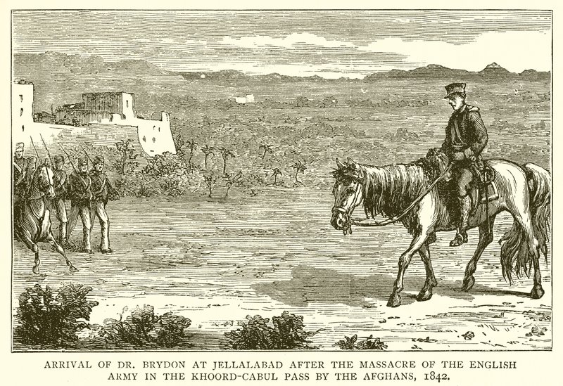 Ankunft von Dr. Brydon in Jellalabad nach dem Massaker an der englischen Armee im Khoord-Cabul-Pass durch die Afghanen, 1842 von English School