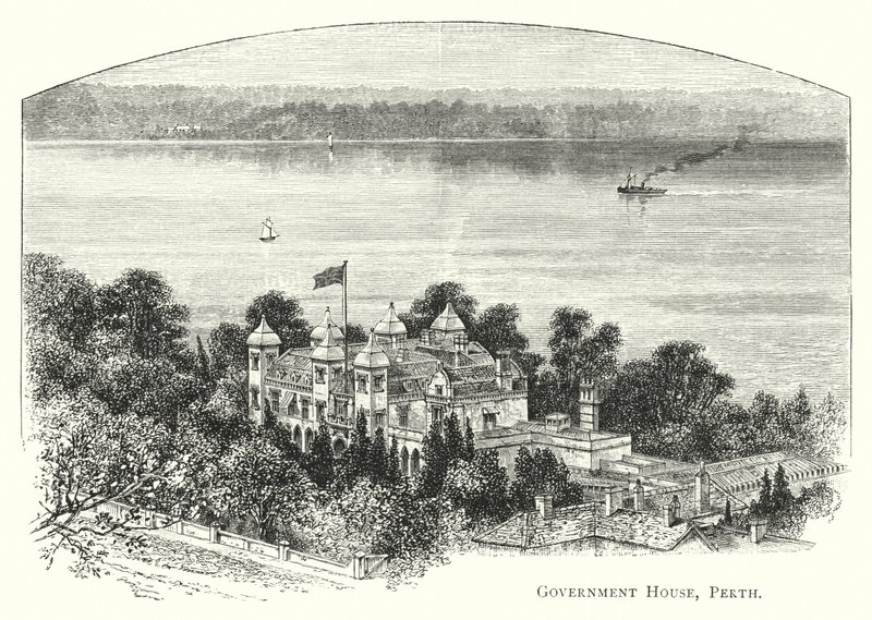 Australien: Regierungsgebäude, Perth (Gravur) von English School