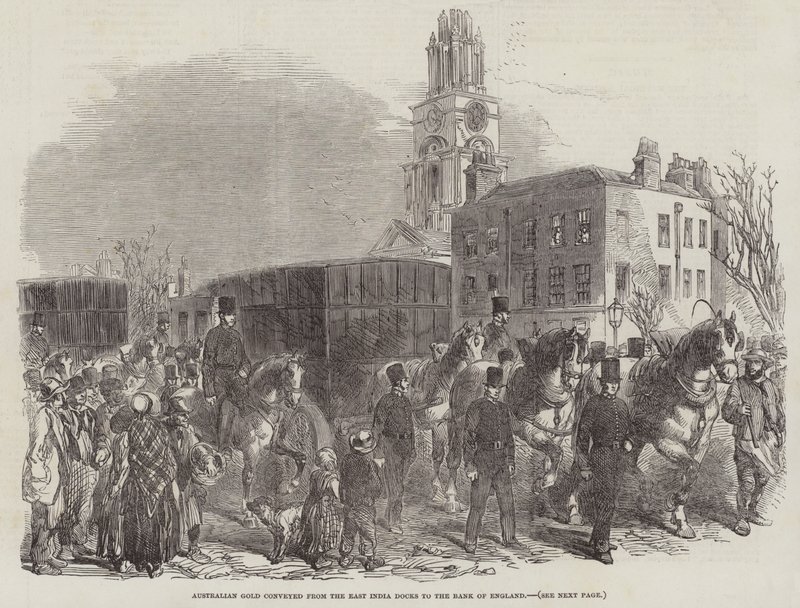 Australisches Gold vom East India Docks zur Bank of England transportiert von English School