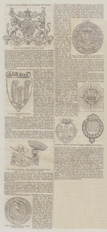Abzeichen und Wahlsprüche der Prinzen von Wales (Stich) von English School