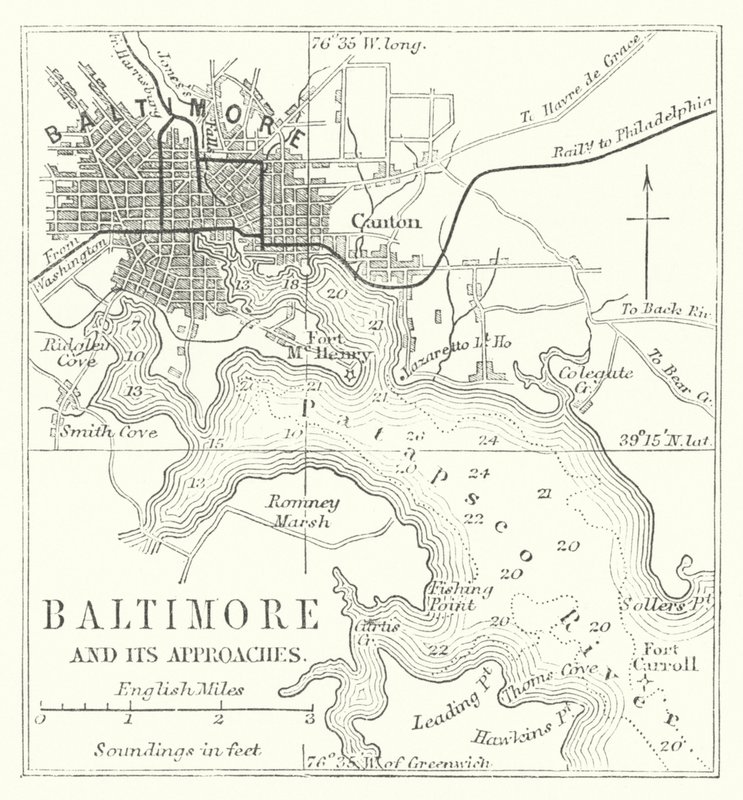 Baltimore und seine Zugänge (Gravur) von English School
