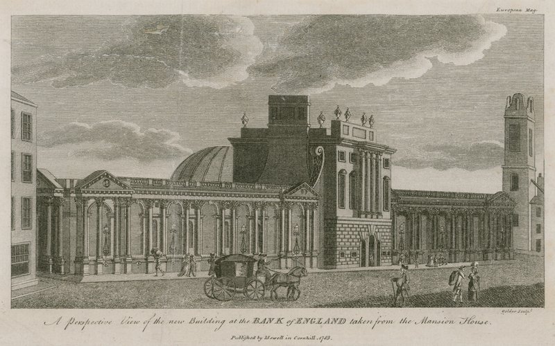 Bank of England, Westflügel hinzugefügt von Sir Robert Taylor, 1783 von English School