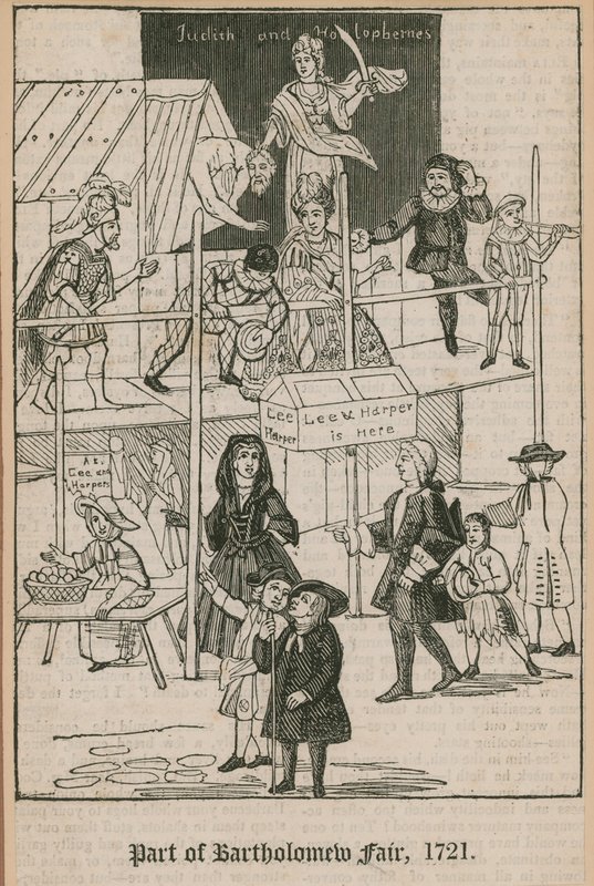 Bartholomäus-Jahrmarkt, 1721; Lee und Harpers Bude von English School