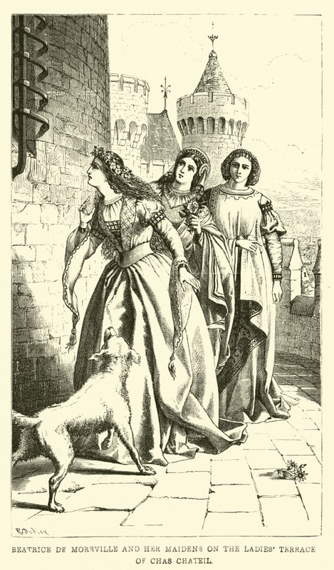 Beatrice de Moreville und ihre Mägde auf der Damen-Terrasse von Chas Chateil von English School
