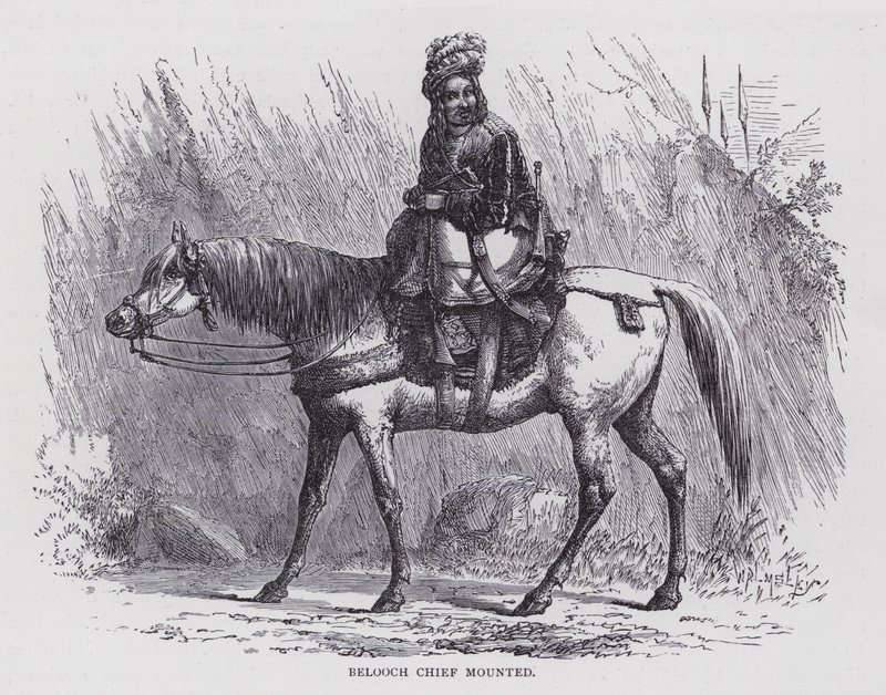Belutschischer Häuptling zu Pferd von English School