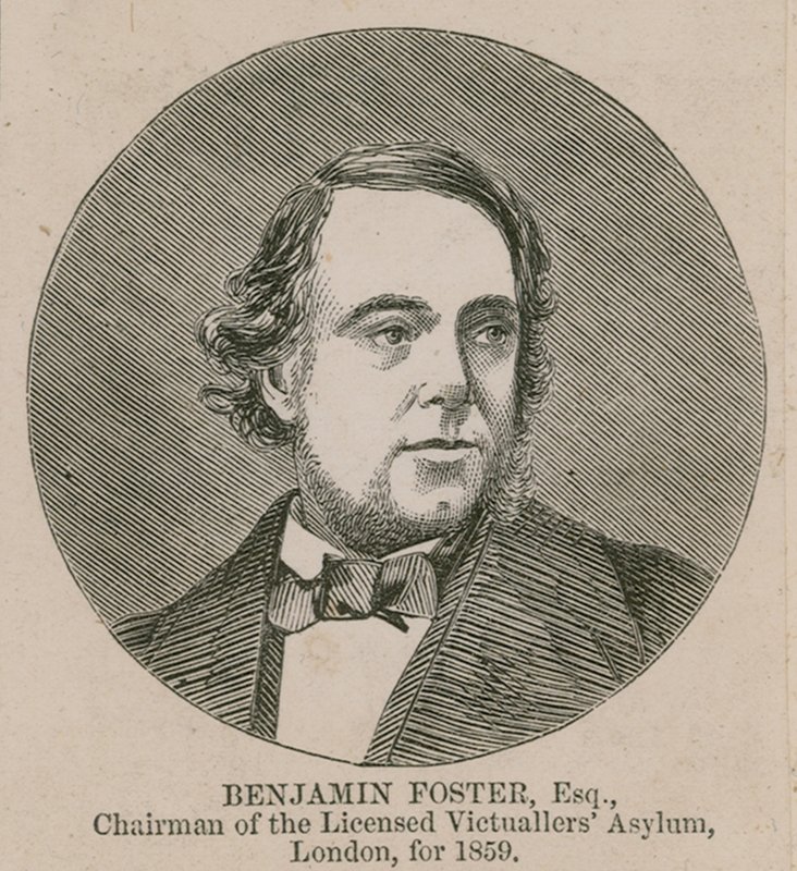 Benjamin Foster, Vorsitzender des Licensed Victuallers Asylum, London, 1859 von English School