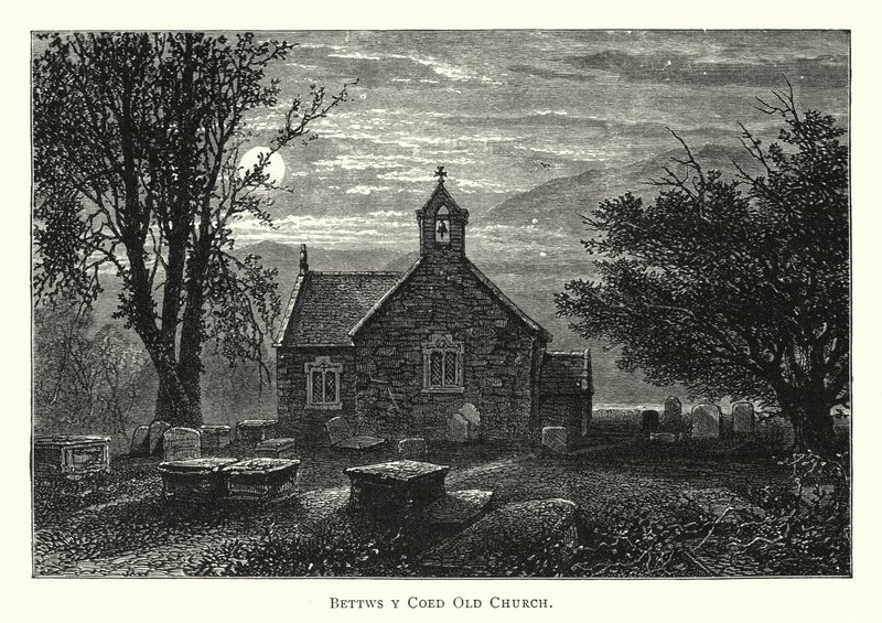 Bettws y Coed Alte Kirche (Gravur) von English School