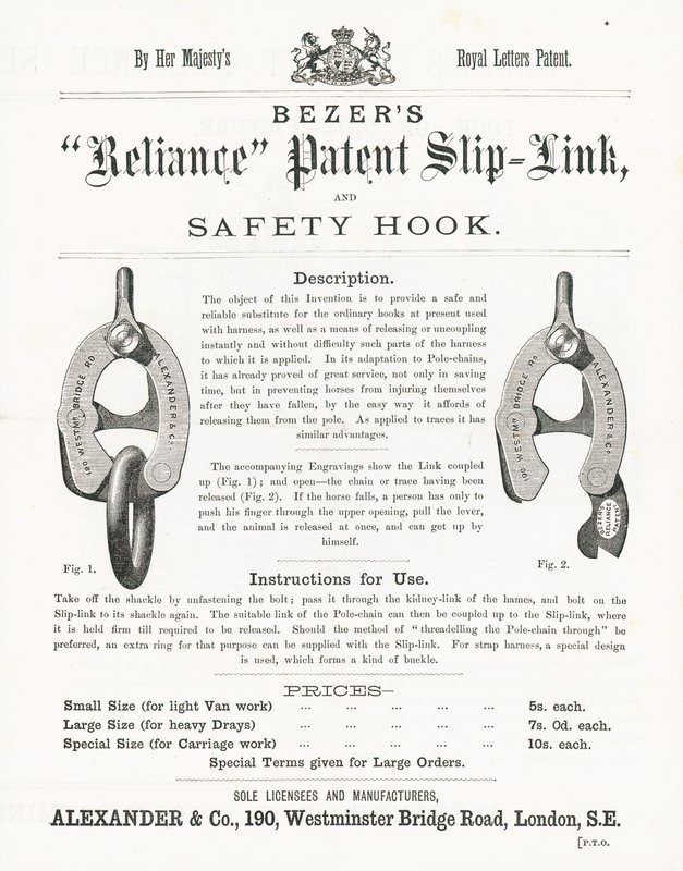 Bezers Reliance Patent Slip-Link und Sicherheitshaken von English School