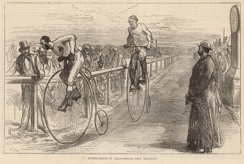 Fahrradrennen in Lillie Bridge, West Brompton von English School