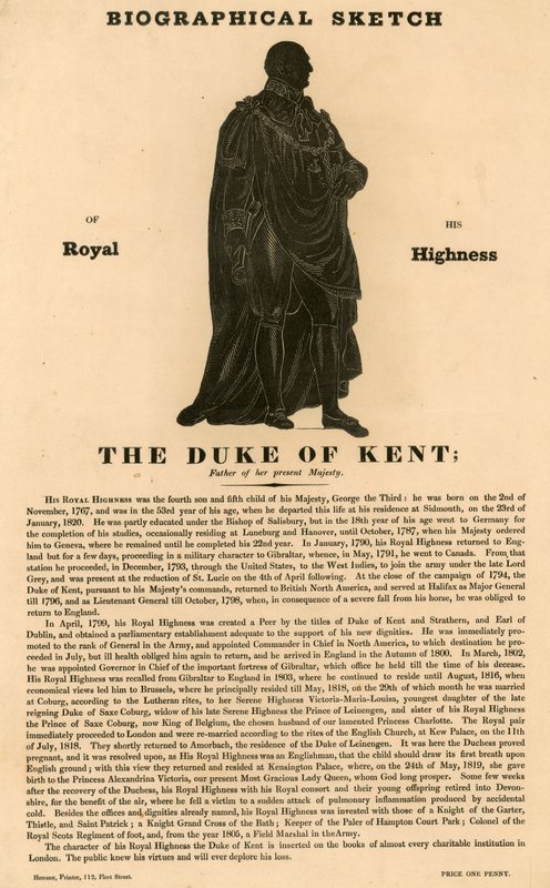 Biografische Skizze Seiner Königlichen Hoheit des Herzogs von Kent, Vater Ihrer jetzigen Majestät von English School