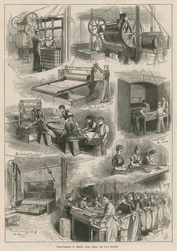 Keksherstellung in der Fabrik von Messrs Peak, Frean und Co. von English School