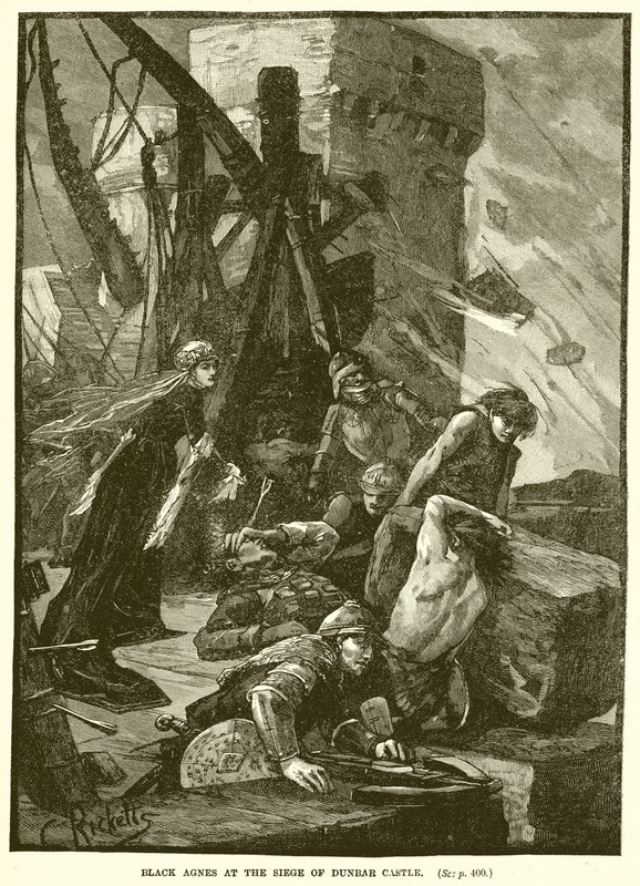 Schwarze Agnes bei der Belagerung von Dunbar Castle von English School