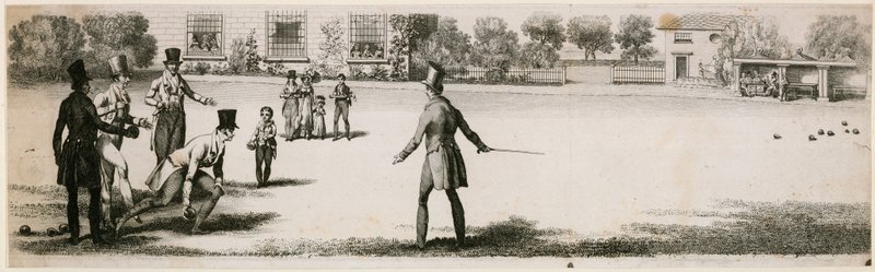 Bowls, gespielt während der Regentschaft in einem nicht identifizierten Vergnügungsgarten von English School