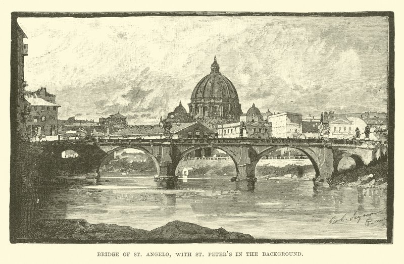 Brücke von St. Angelo, mit dem Petersdom im Hintergrund von English School
