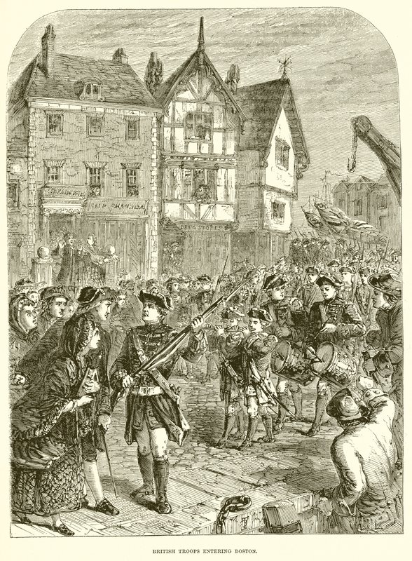 Britische Truppen betreten Boston von English School