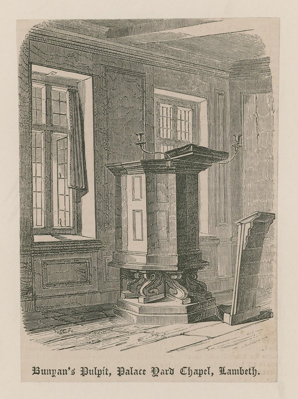 Bunyans Kanzel, Palace Yard Chapel, Lambeth von English School