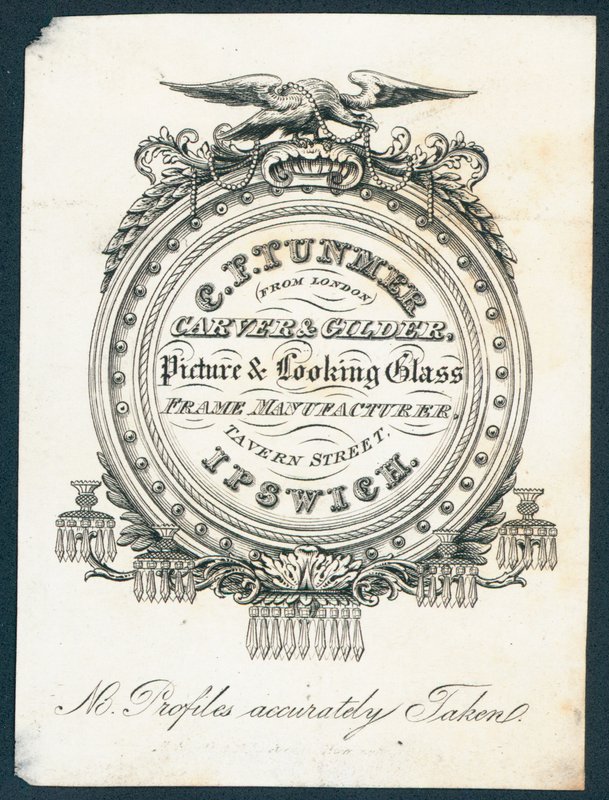 C F Tunmer, Schnitzer und Vergolder, Hersteller von Bilder- und Spiegelrahmen, Visitenkarte von English School