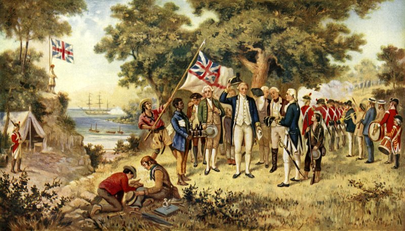 Kapitän Cook nimmt Besitz von New South Wales, 1770 von English School
