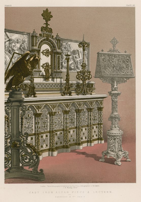 Gusseisernes Altarteil und Lesepult von Barbezet und Co, Paris von English School