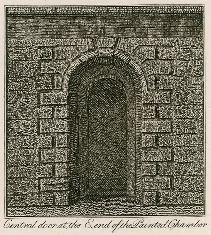 Zentrale Tür am Ostende der Painted Chamber von English School