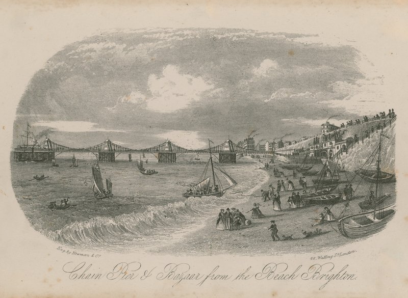 Kettenpier und Basar vom Strand in Brighton von English School