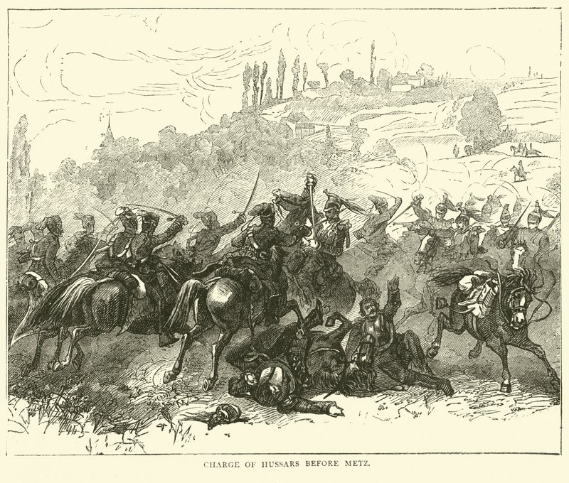 Angriff der Husaren vor Metz, Oktober 1870 von English School