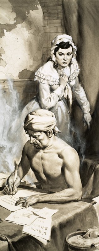 Charlotte Corday kurz vor der Ermordung von Jean Paul Marat von English School