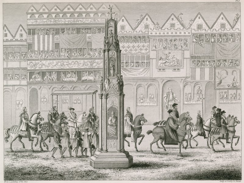 Cheapside Cross, wie es im Jahr 1547 erschien von English School