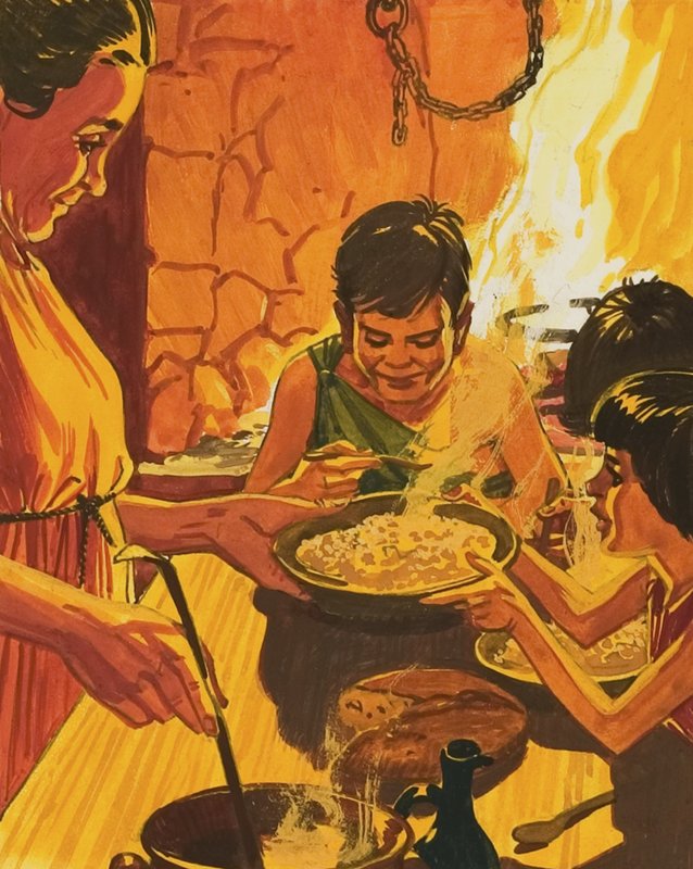 Kinder beim Abendessen von English School