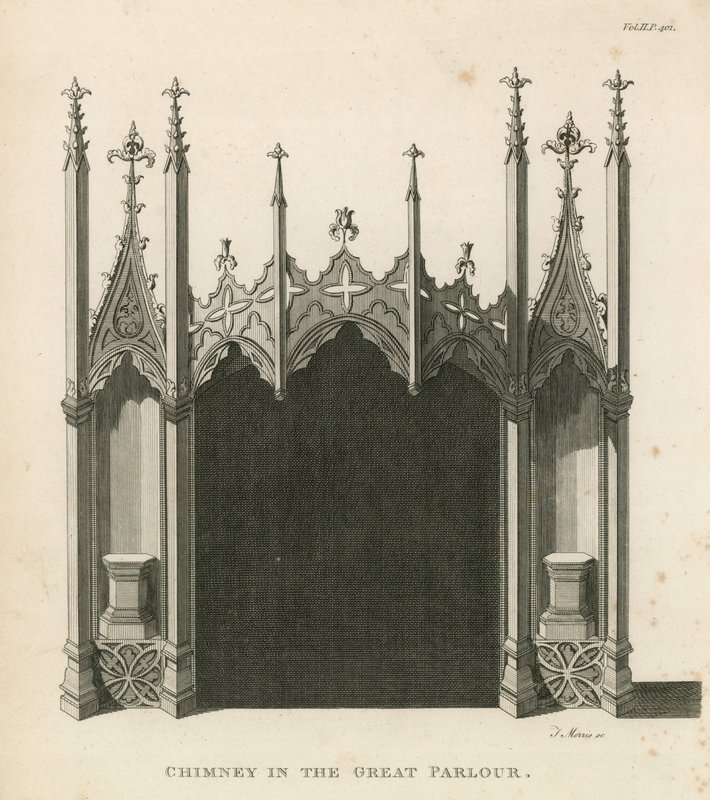 Kamin im großen Salon, Strawberry Hill, London von English School