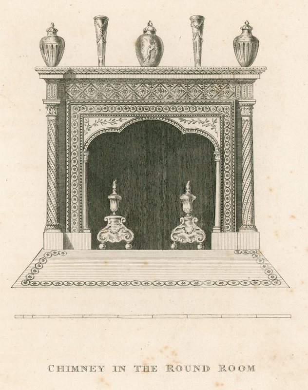 Kamin im Rundzimmer, Strawberry Hill, Twickenham, London von English School