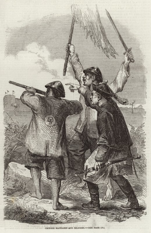 Chinesischer Mandarin und Soldaten von English School