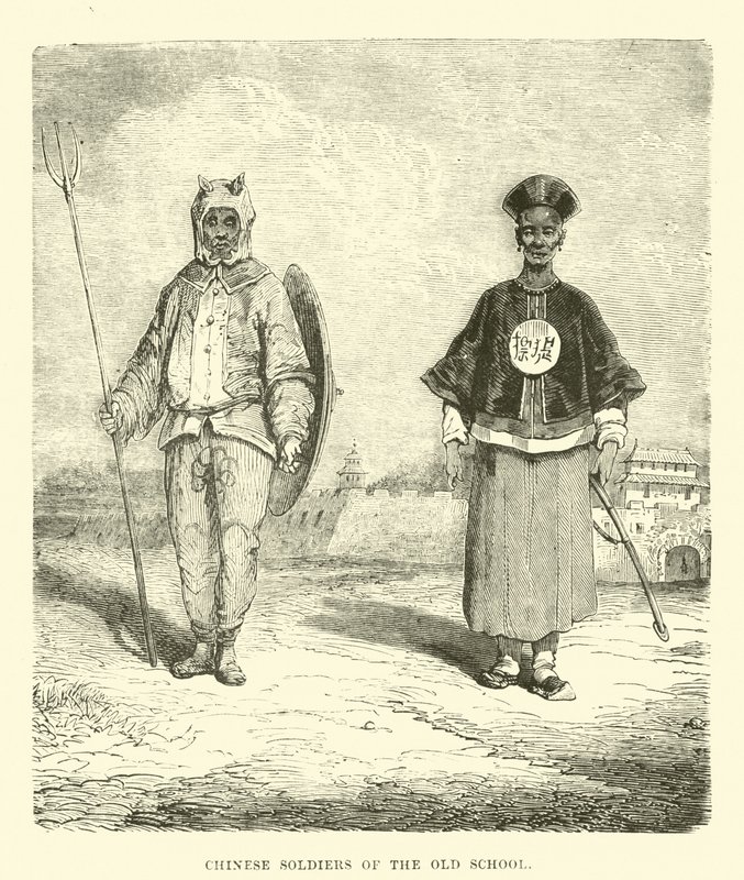 Chinesische Soldaten der alten Schule von English School