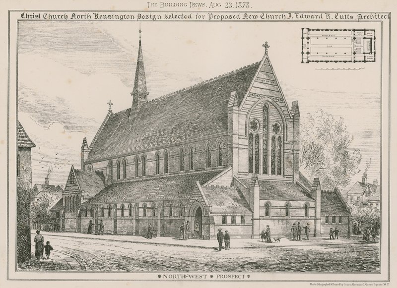 Christ Church, North Kensington: Entwurf für die vorgeschlagene neue Kirche von English School