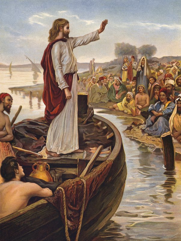 Christus lehrt am Seeufer von English School