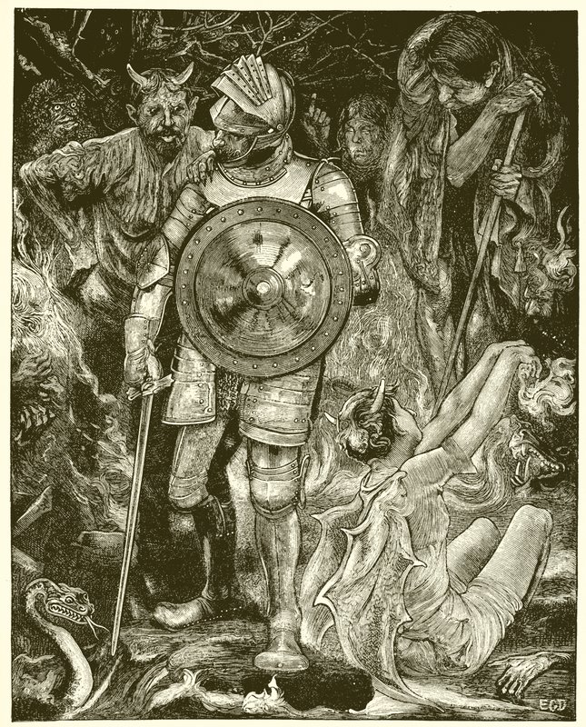 Christ trifft eine Gesellschaft von Dämonen im Tal des Todesschattens von English School