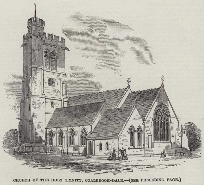 Kirche der Heiligen Dreifaltigkeit, Coalbrook-Dale (Gravur) von English School