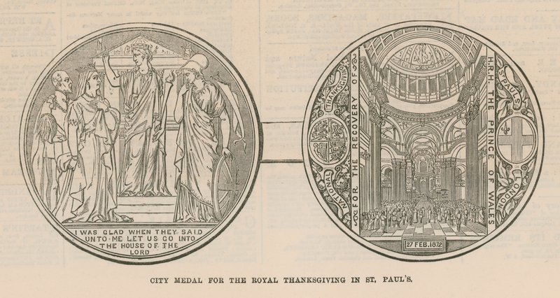 Stadtmedaille für das königliche Dankfest in der St. Pauls Kathedrale, London von English School
