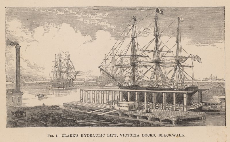 Clarks hydraulischer Aufzug, Victoria Docks, Blackwall von English School