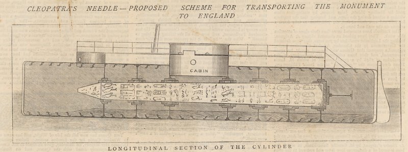 Nadel der Kleopatra: Vorgeschlagenes Schema für den Transport des Denkmals nach England von English School
