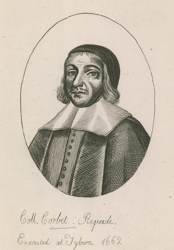 Coll Corbet, Königsmörder, hingerichtet in Tyburn, 1662 von English School