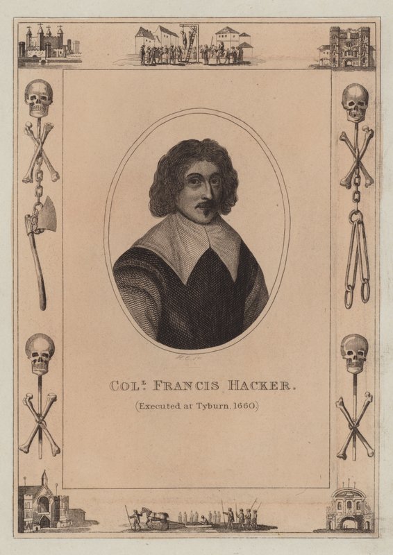 Oberst Francis Hacker, hingerichtet am Tyburn, 1660 von English School