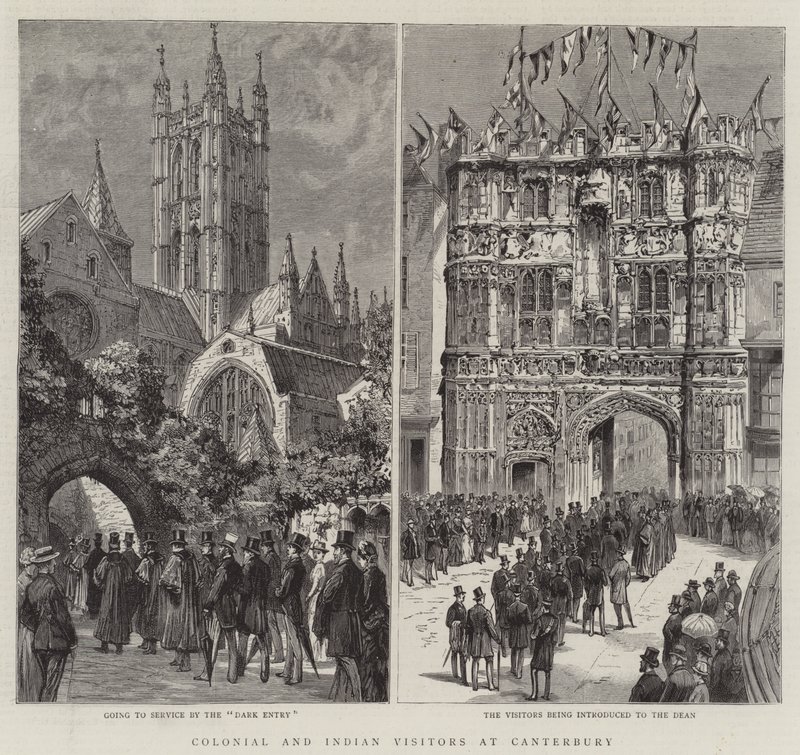 Koloniale und indische Besucher in Canterbury (Gravur) von English School