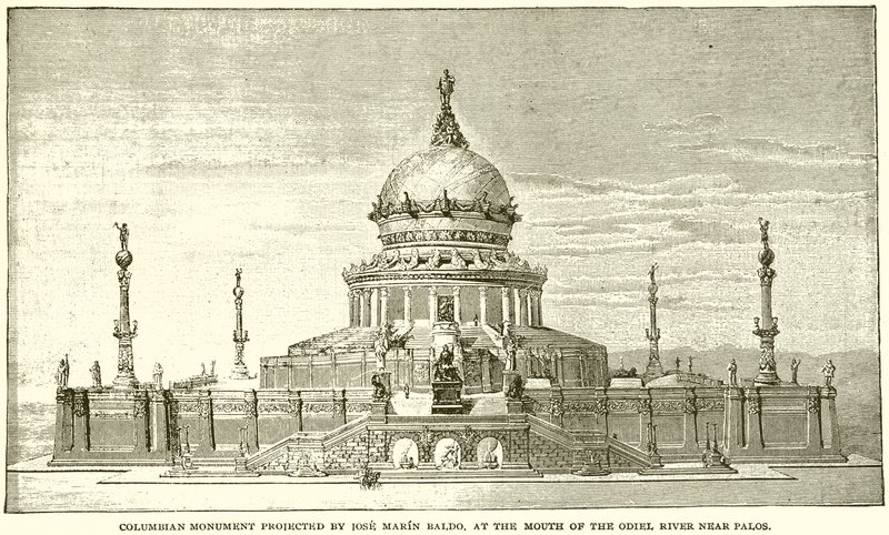 Kolumbus-Denkmal, entworfen von Jose Marin Baldo, an der Mündung des Odiel-Flusses bei Palos von English School