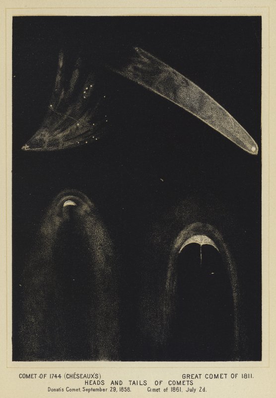 Komet von 1744 (Cheseauxs), Großer Komet von 1811, Köpfe und Schweife von Kometen, Donatis Komet, 29. September 1858, Komet vom 2. Juli 1861 von English School