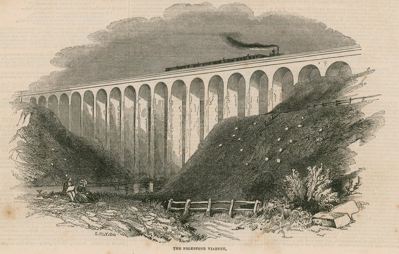 Fertigstellung der South-Eastern Railway: Das Folkstone Viadukt von English School