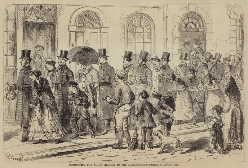Die Nachtanklagen zum Marlborough Street Police-Court bringen von English School