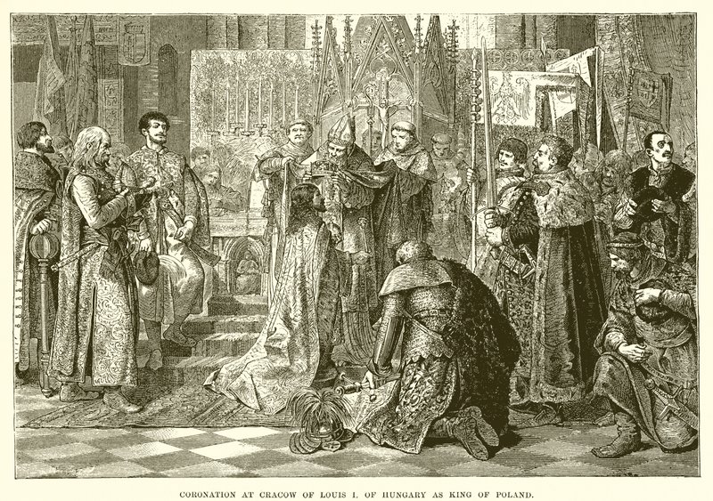 Krönung von Ludwig I. von Ungarn zum König von Polen in Krakau von English School